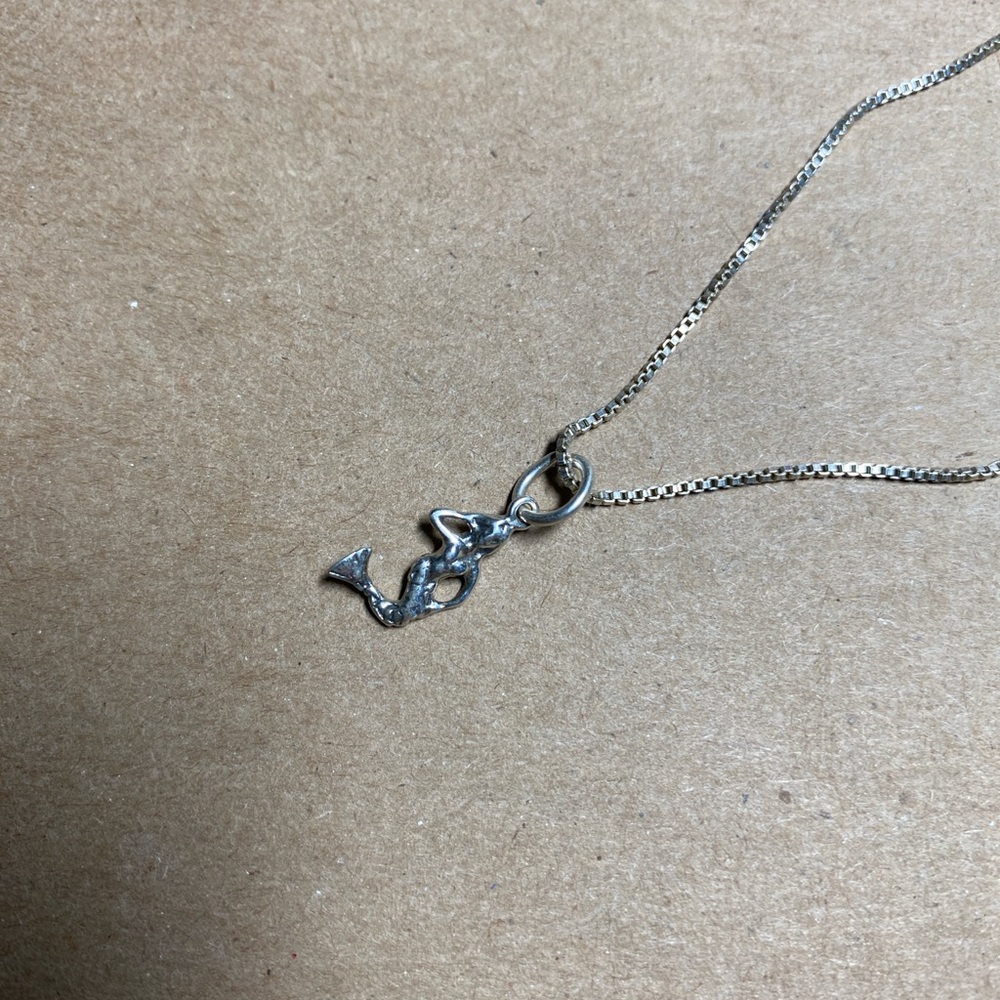 Mermaid charm sterling silver small pendant necklace